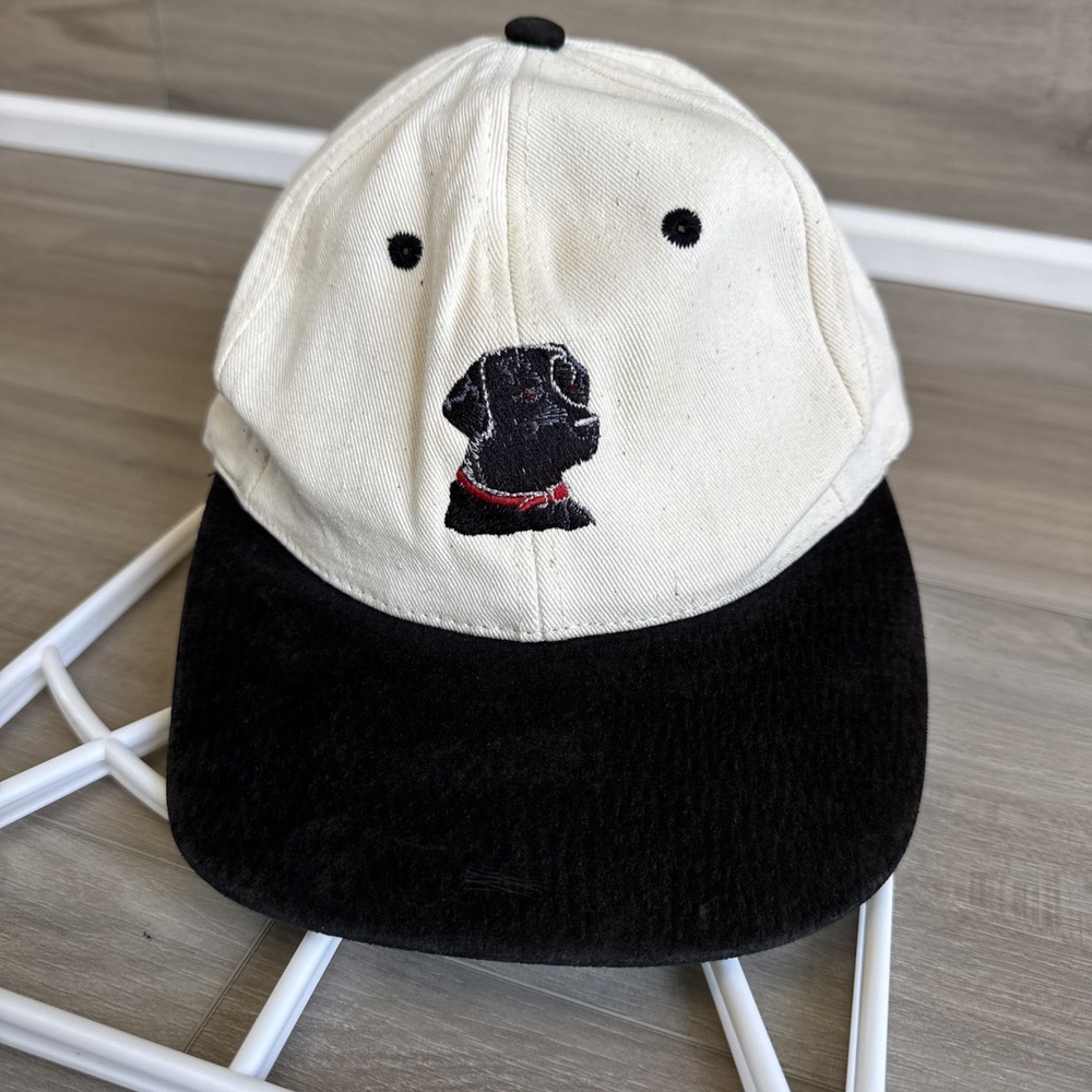 Vintage Black Labrador Retreiver‎ Dog Hat Leather Strapback Head Shots KC Caps